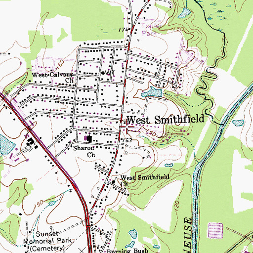 Topographic Map of West Smithfield, NC