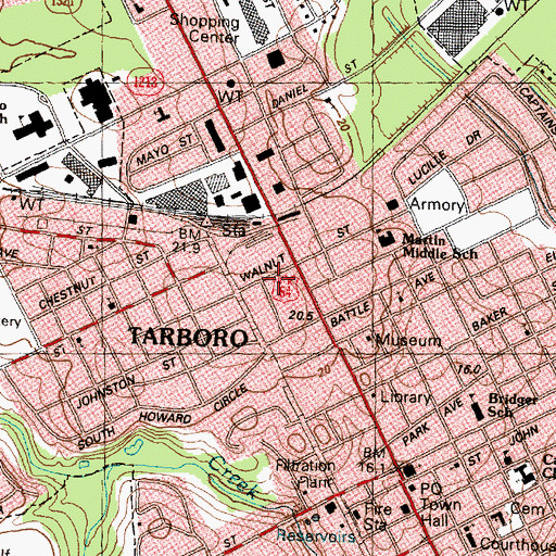 Topographic Map of West Tarboro, NC