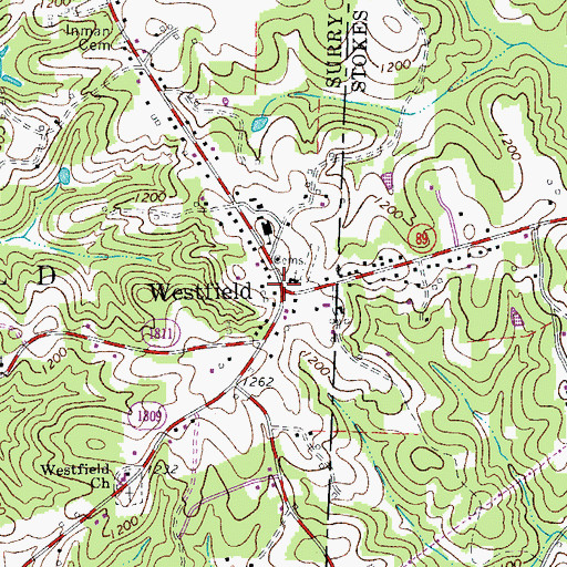 Topographic Map of Westfield, NC