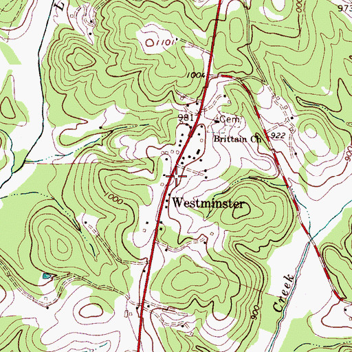 Topographic Map of Westminster, NC