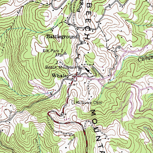 Topographic Map of Whaley, NC