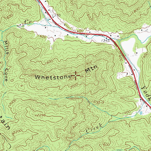 Topographic Map of Whetstone Mountain, NC