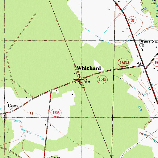 Topographic Map of Whichard, NC