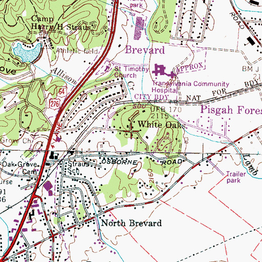Topographic Map of White Oaks, NC