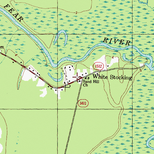 Topographic Map of White Stocking, NC