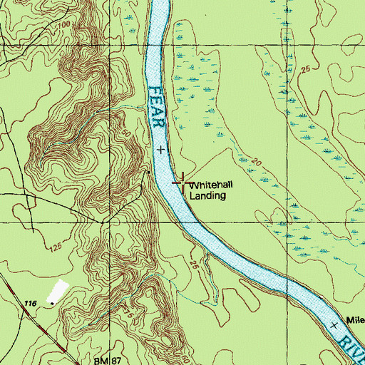 Topographic Map of Whitehall Landing, NC