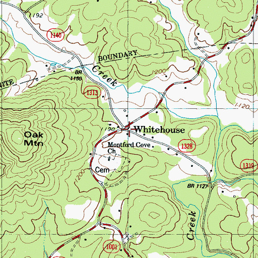 Topographic Map of Whitehouse, NC