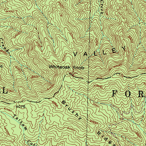 Topographic Map of Whiteoak Knob, NC