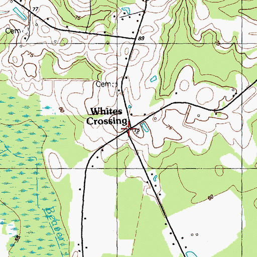 Topographic Map of Whites Crossing, NC