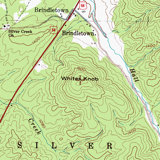 Topographic Map of Whites Knob, NC