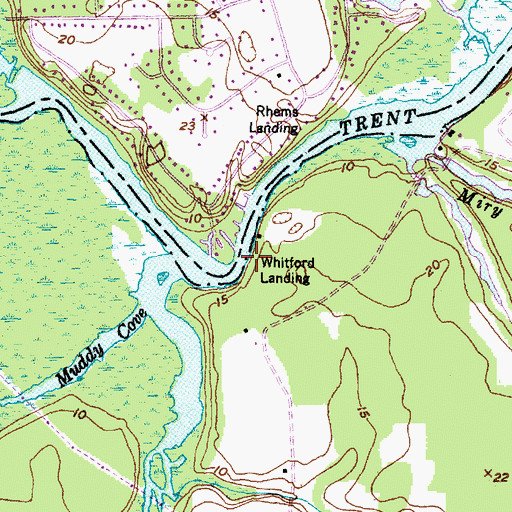Topographic Map of Whitford Landing, NC