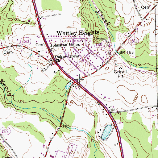 Topographic Map of Whitley Heights, NC