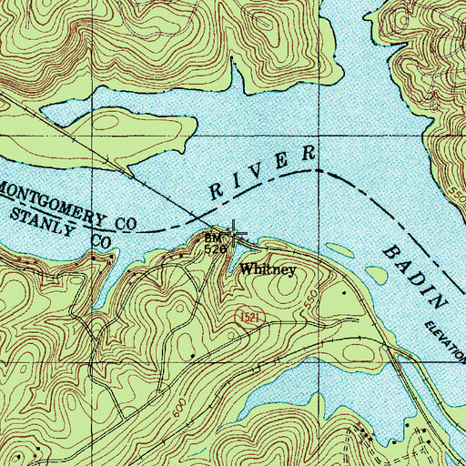 Topographic Map of Whitney, NC