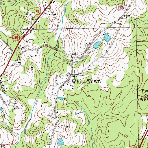 Topographic Map of Whitt Town, NC