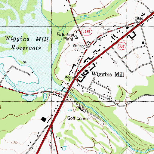 Topographic Map of Wiggins Mill, NC