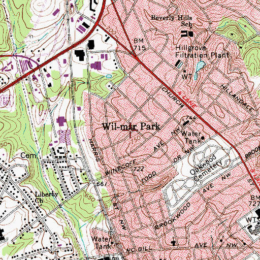 Topographic Map of Wil-Mar Park, NC