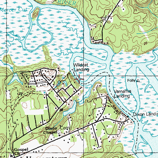 Topographic Map of Wildcat Landing, NC