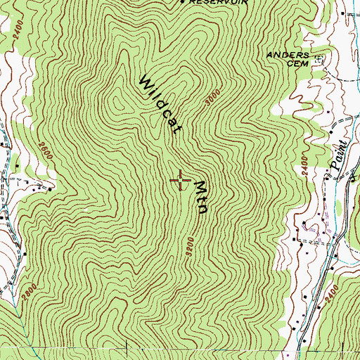 Topographic Map of Wildcat Mountain, NC