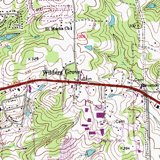 Topographic Map of Wilders Grove, NC