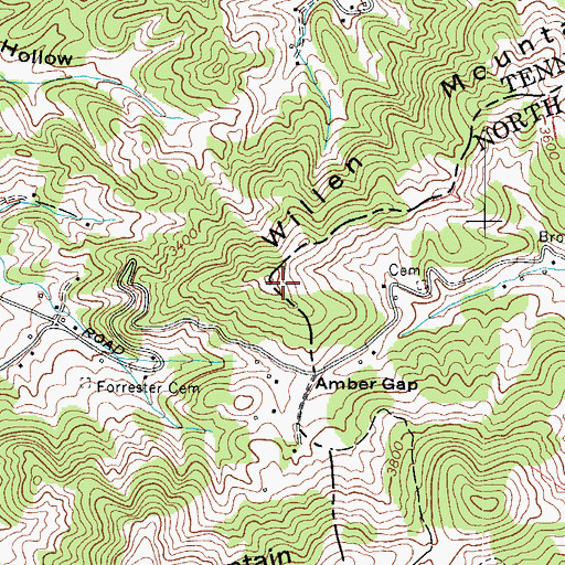 Topographic Map of Willen Mountain, NC