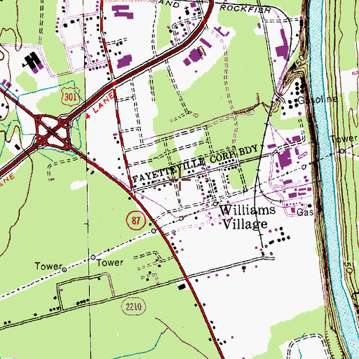 Topographic Map of Williams Village, NC