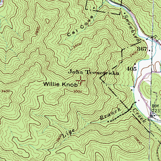 Topographic Map of Willie Knob, NC