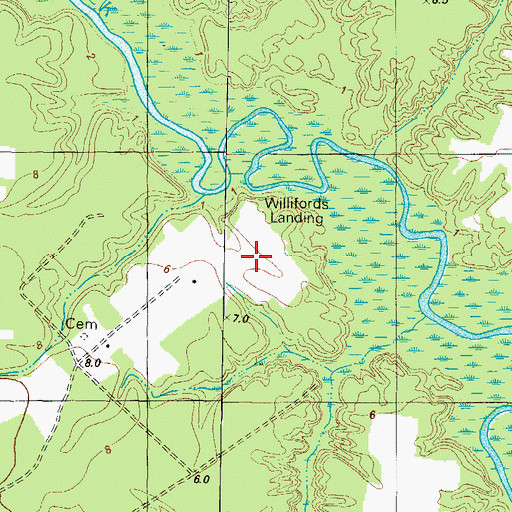 Topographic Map of Willifords Landing, NC