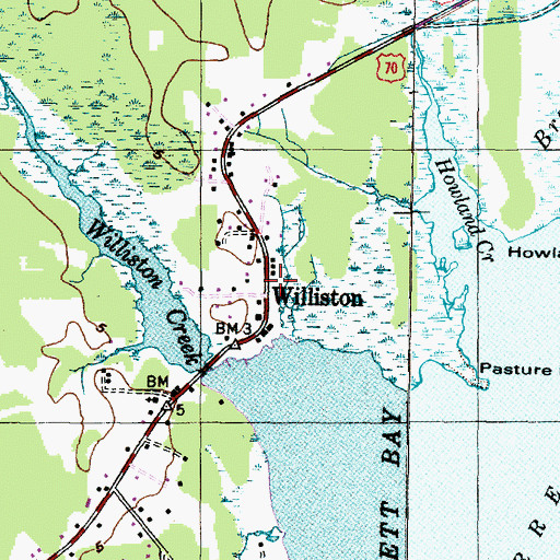 Topographic Map of Williston, NC