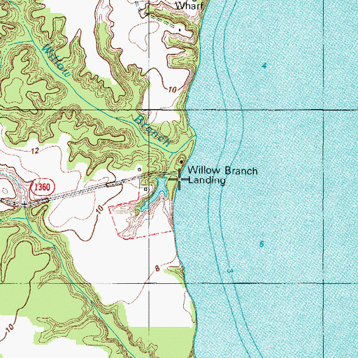 Topographic Map of Willow Branch Landing, NC