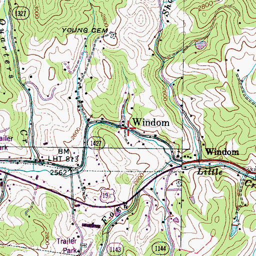 Topographic Map of Windom, NC