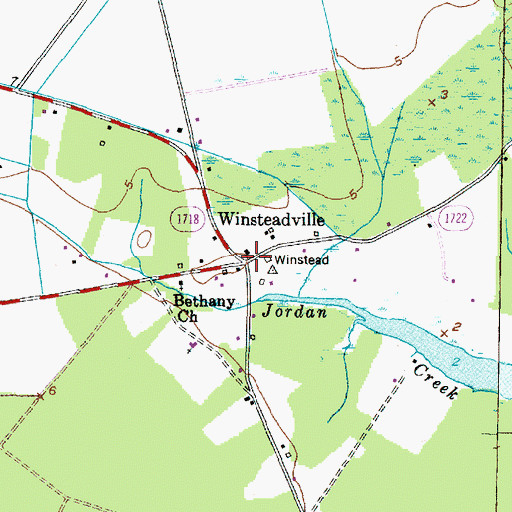 Topographic Map of Winsteadville, NC
