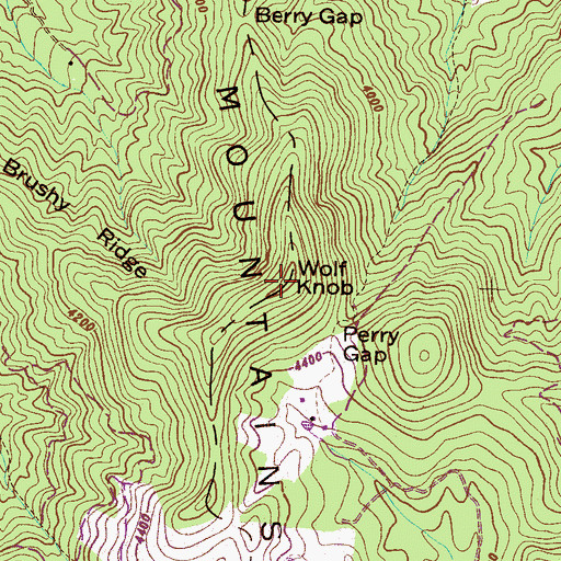 Topographic Map of Wolf Knob, NC