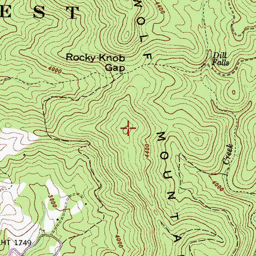 Topographic Map of Wolf Mountain, NC