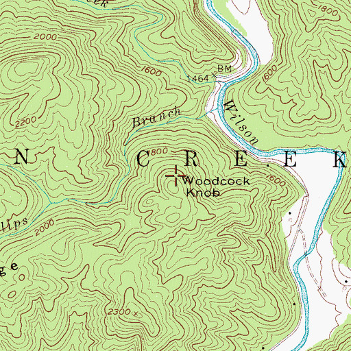 Topographic Map of Woodcock Knob, NC