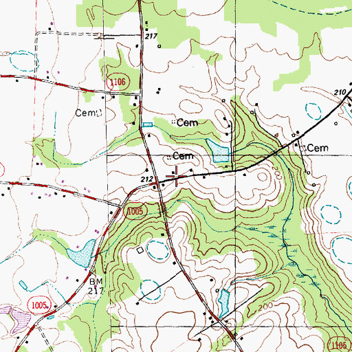 Topographic Map of Woods Crossroads, NC