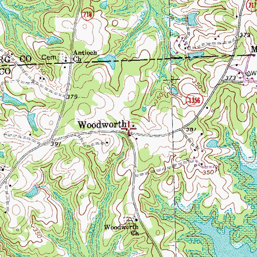 Topographic Map of Woodworth, NC