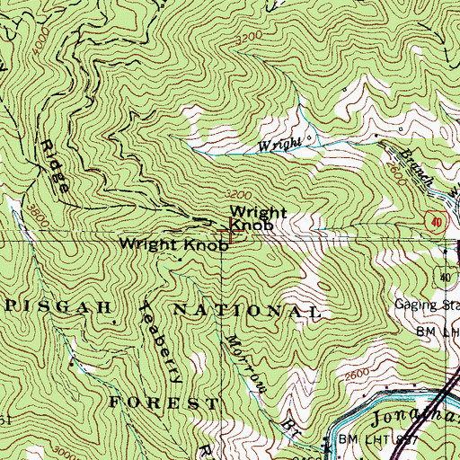 Topographic Map of Wright Knob, NC