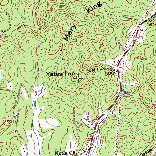 Topographic Map of Yates Top, NC