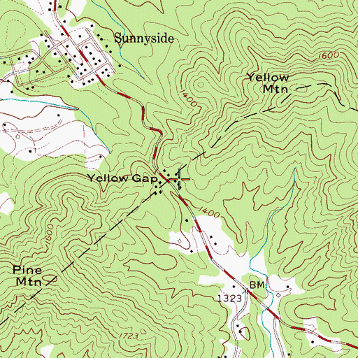 Topographic Map of Yellow Gap, NC