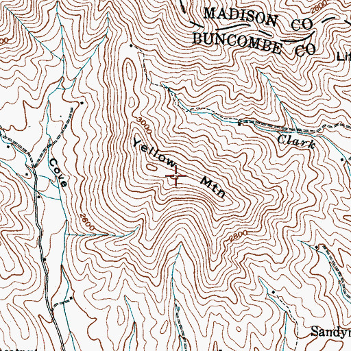 Topographic Map of Yellow Mountain, NC
