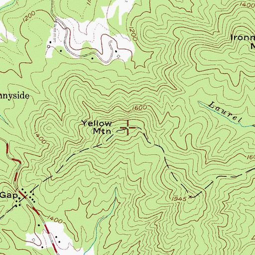 Topographic Map of Yellow Mountain, NC