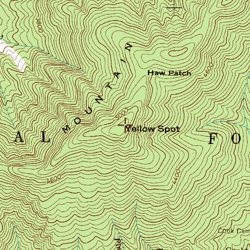Topographic Map of Yellow Spot, NC