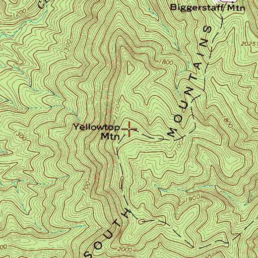 Topographic Map of Yellowtop Mountain, NC