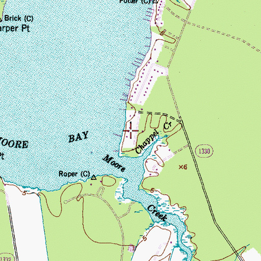 Topographic Map of Pamlico County, NC