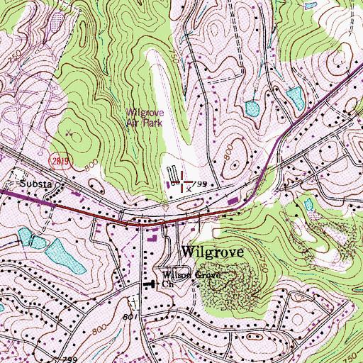 Topographic Map of Wilgrove Air Park, NC