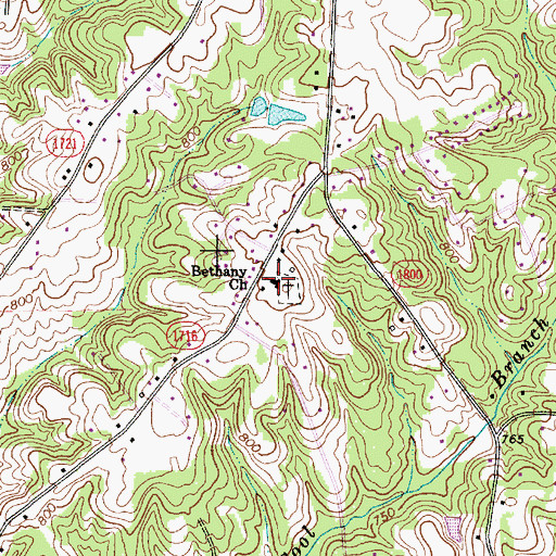 Topographic Map of Bethany (historical), NC