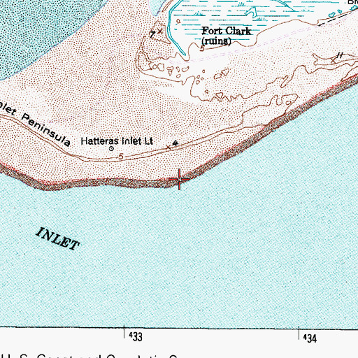 Topographic Map of Fort Hatteras, NC
