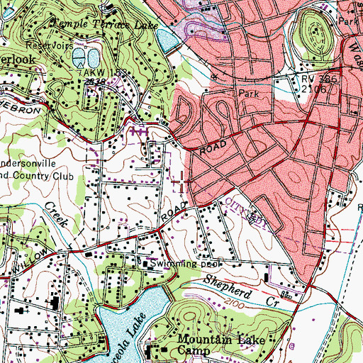 Topographic Map of Willow Wew, NC