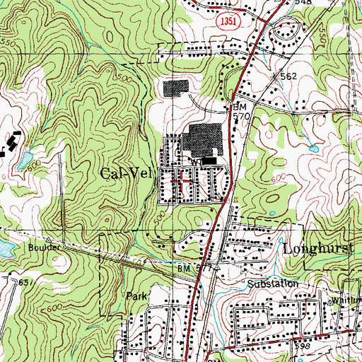 Topographic Map of Cal-Vel, NC