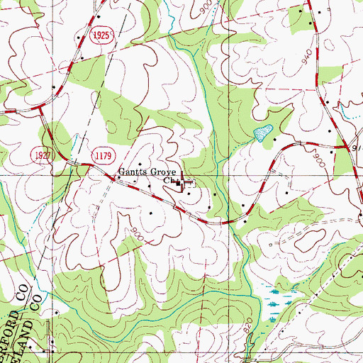 Topographic Map of Gantts Grove Church, NC